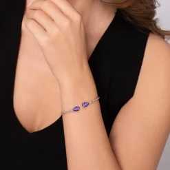 Online Gabriel & Co. 14K White Gold Diamond and Swiss Blue Topaz Bangle