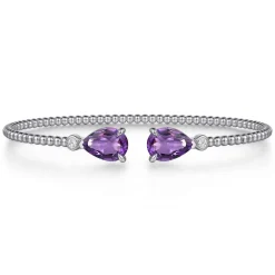 Online Gabriel & Co. 14K White Gold Diamond and Swiss Blue Topaz Bangle