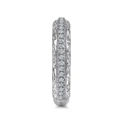 Gabriel & Co. 14K White Gold Diamond Anniversary Band with Engraved Frame - 0.27 ct