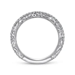 Gabriel & Co. 14K White Gold Diamond Anniversary Band with Engraved Frame - 0.27 ct