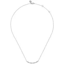 Sale Gabriel & Co. 14K White Gold Diamond Baguette Horizontal Bar Necklace