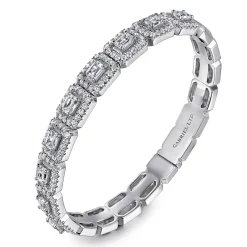 New Gabriel & Co. 18K White Gold Diamond Bangle