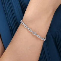 Hot Gabriel & Co. 14K White Gold Diamond Bangle