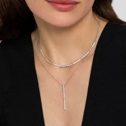 Clearance Gabriel & Co. 14K White Gold Diamond Bar Pendant Necklace