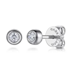 Hot Gabriel & Co. 14K White Gold Diamond Bezel Set Stud Earrings