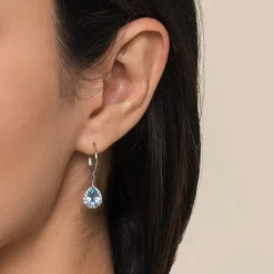 Discount Gabriel & Co. 14K White Gold Diamond Blue Topaz Earrings
