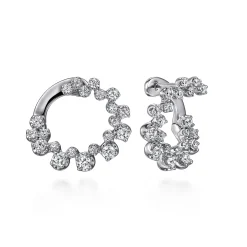 Outlet Gabriel & Co. 14K White Gold Diamond Bubble Bypass Hoop Earrings