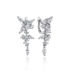 Hot Gabriel & Co. 18K White Gold Diamond Burst Huggies