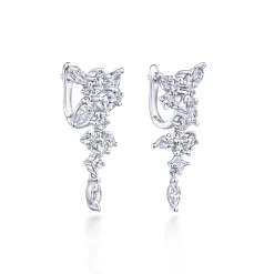 Hot Gabriel & Co. 18K White Gold Diamond Burst Huggies