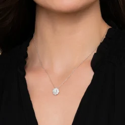 Best Gabriel & Co. 18K White Gold Diamond Burst Pendant Necklace