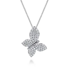 Outlet Gabriel & Co. 14K White Gold Diamond Butterfly Pendant Necklace