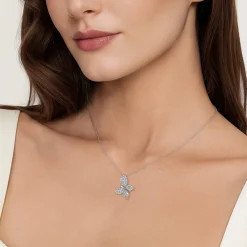 Outlet Gabriel & Co. 14K White Gold Diamond Butterfly Pendant Necklace
