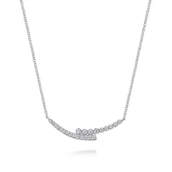 Gabriel & Co. 14K White Gold Diamond Bypass Bar Necklace