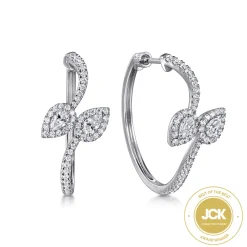 Online Gabriel & Co. 18K White Gold Diamond Bypass Hoop Earrings in Size 30mm