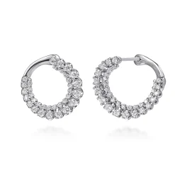 Clearance Gabriel & Co. 14K White Gold Diamond Bypass Hoop Earrings