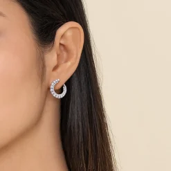 Clearance Gabriel & Co. 14K White Gold Diamond Bypass Hoop Earrings