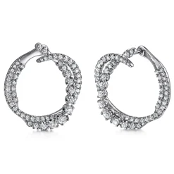 New Gabriel & Co. 14K White Gold Diamond Bypass Hoop Earrings