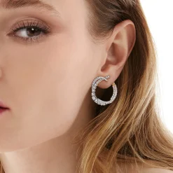 New Gabriel & Co. 14K White Gold Diamond Bypass Hoop Earrings