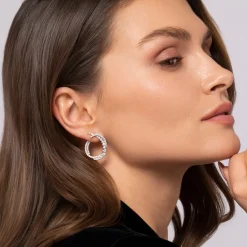 New Gabriel & Co. 14K White Gold Diamond Bypass Hoop Earrings