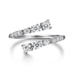 Hot Gabriel & Co. 14K White Gold Diamond Bypass Open Ring