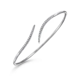Outlet Gabriel & Co. 14K White Gold Diamond Bypass Open Bangle