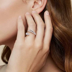 Discount Gabriel & Co. 14K White Gold Diamond Bypass Ring