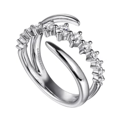 New Gabriel & Co. 14K White Gold Diamond Bypass Ring