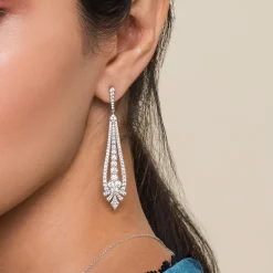 Hot Gabriel & Co. 18K White Gold Diamond Chandelier Earrings
