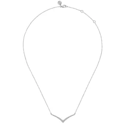 Best Gabriel & Co. 14K White Gold Diamond Chevron Bar Necklace