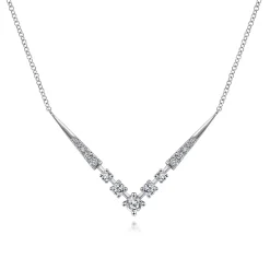 Hot Gabriel & Co. 14K White Gold Diamond Chevron Necklace