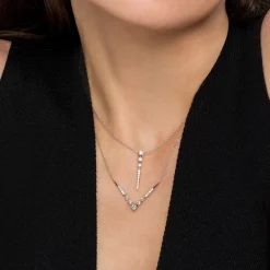 Hot Gabriel & Co. 14K White Gold Diamond Chevron Necklace