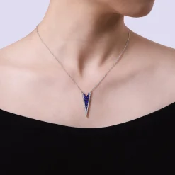 Best Gabriel & Co. 14K White Gold Diamond Chevron Necklace