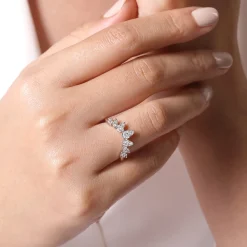 Best Gabriel & Co. 14K White Gold Diamond Chevron Ring