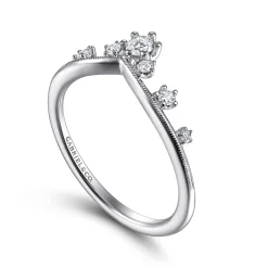 Best Gabriel & Co. 14K White Gold Diamond Chevron Ring