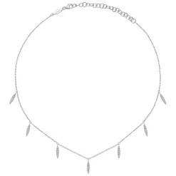 Best Gabriel & Co. 14K White Gold Diamond Choker Necklace with Diamond Spike Drops