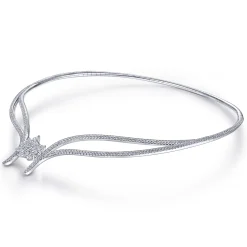 Hot Gabriel & Co. 18K White Gold Diamond Choker Necklace with Floral Center