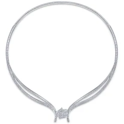 Hot Gabriel & Co. 18K White Gold Diamond Choker Necklace with Floral Center