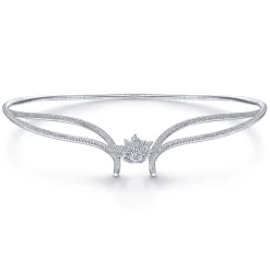 Hot Gabriel & Co. 18K White Gold Diamond Choker Necklace with Floral Center