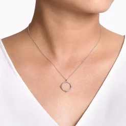 Gabriel & Co. 14K White Gold Diamond Circle Pendant Necklace