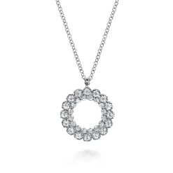 Sale Gabriel & Co. 14K White Gold Diamond Circle Pendant Necklace