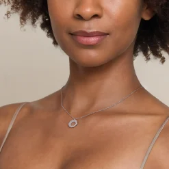 Sale Gabriel & Co. 14K White Gold Diamond Circle Pendant Necklace