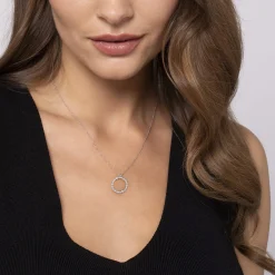 Clearance Gabriel & Co. 14K White Gold Diamond Circle Pendant Necklace