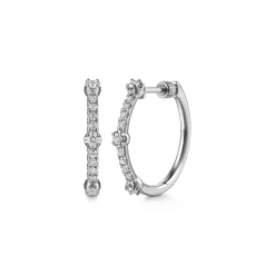 Best Gabriel & Co. 14K White Gold Diamond Classic Hoop Earrings