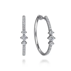 Sale Gabriel & Co. 14K White Gold Diamond Classic Hoop Earrings