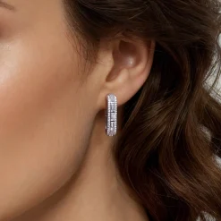 Discount Gabriel & Co. 14K White Gold Diamond Classic Hoop Earrings
