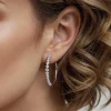 Gabriel & Co. 14K White Gold Diamond Classic Hoop Earrings