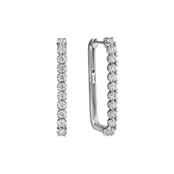 New Gabriel & Co. 14K White Gold Diamond Classic Paperclip Hoop Earrings