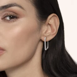 New Gabriel & Co. 14K White Gold Diamond Classic Paperclip Hoop Earrings