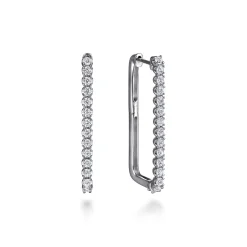 Outlet Gabriel & Co. 14K White Gold Diamond Classic Paperclip Hoop Earrings
