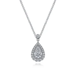 Outlet Gabriel & Co. 14K White Gold Diamond Classic Teardrop Pendant Necklace